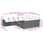 11-Delige Loungeset Met Kussens Poly Rattan Grijs