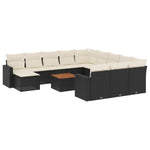 13-Delige Loungeset Met Kussens Poly Rattan Zwart