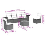 7-Delige Loungeset Met Kussens Poly Rattan Gemengd Beige