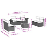 8-Delige Loungeset Met Kussens Poly Rattan Grijs