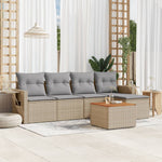 6-Delige Loungeset Met Kussens Poly Rattan Gemengd Beige
