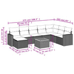 9-Delige Loungeset Met Kussens Poly Rattan Grijs