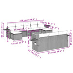 11-Delige Loungeset Met Kussens Poly Rattan Grijs