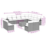 13-Delige Loungeset Met Kussens Poly Rattan Grijs