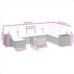 9-Delige Loungeset Met Kussens Poly Rattan Grijs