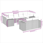 10-Delige Loungeset Met Kussens Poly Rattan Grijs