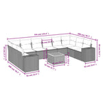 11-Delige Loungeset Met Kussens Poly Rattan Grijs
