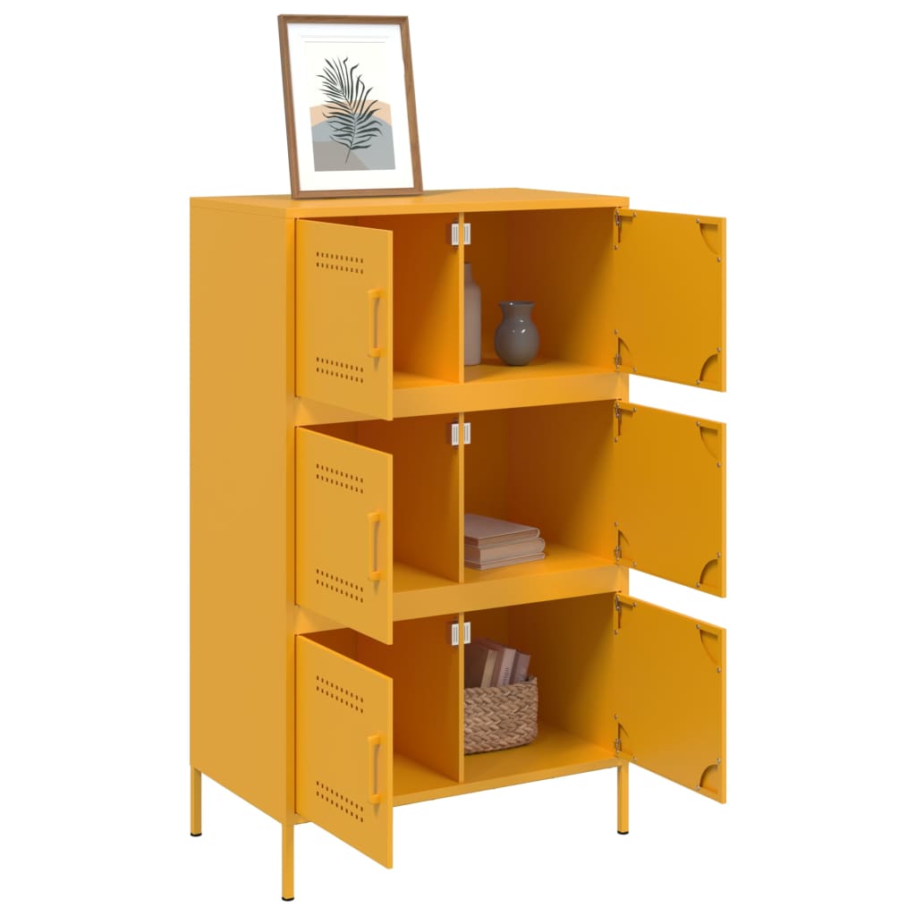 Hoge Kast 68X39X113 Cm Staal Mosterd