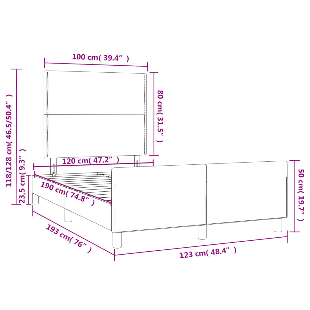 Bedframe Zonder Matras Stof Kleurig