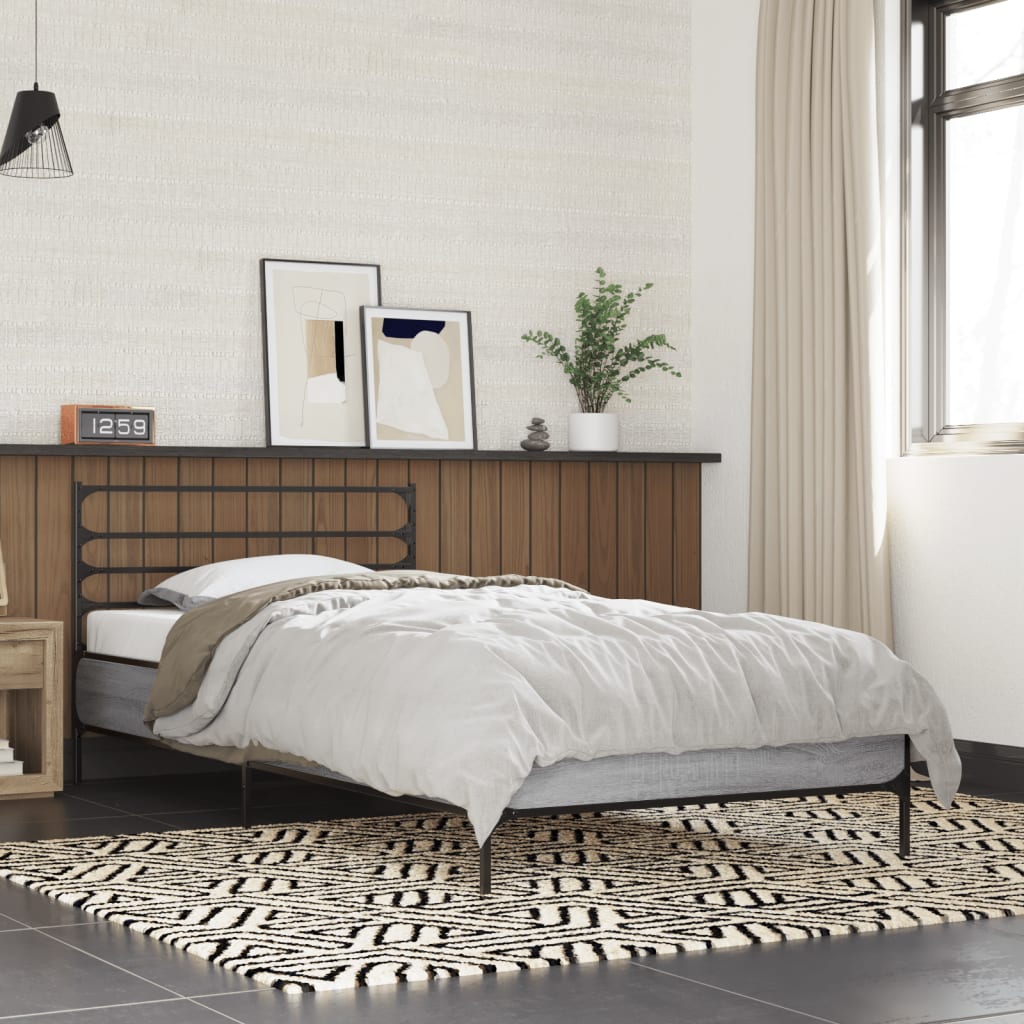 Bedframe Bewerkt Hout En Metaal