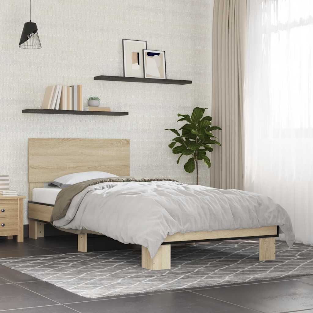 Bedframe Bewerkt Hout En Metaal