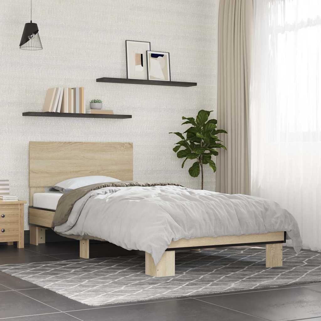 Bedframe Bewerkt Hout En Metaal