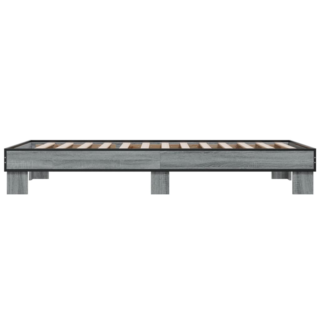 Bedframe Bewerkt Hout En Metaal Eiken