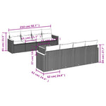 9-Delige Loungeset Met Kussens Poly Rattan Grijs