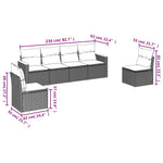 6-Delige Loungeset Met Kussens Poly Rattan Zwart