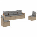 6-Delige Loungeset Met Kussens Poly Rattan Beige