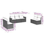 7-Delige Loungeset Met Kussens Poly Rattan Grijs