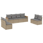 8-Delige Loungeset Met Kussens Poly Rattan Beige