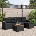 6-Delige Loungeset Met Kussens Poly Rattan Zwart