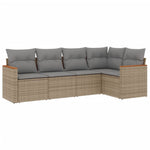 5-Delige Loungeset Met Kussens Poly Rattan Beige