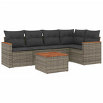 6-Delige Loungeset Met Kussens Poly Rattan Grijs