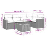 6-Delige Loungeset Met Kussens Poly Rattan Grijs