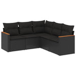 5-Delige Loungeset Met Kussens Poly Rattan Zwart