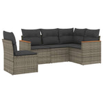 5-Delige Loungeset Met Kussens Poly Rattan Grijs