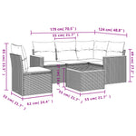 6-Delige Loungeset Met Kussens Poly Rattan Grijs