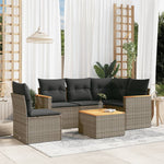 6-Delige Loungeset Met Kussens Poly Rattan Grijs