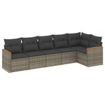 6-Delige Loungeset Met Kussens Poly Rattan Grijs