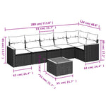 7-Delige Loungeset Met Kussens Poly Rattan Zwart