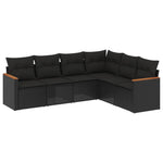 6-Delige Loungeset Met Kussens Poly Rattan Zwart
