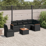 7-Delige Loungeset Met Kussens Poly Rattan Zwart