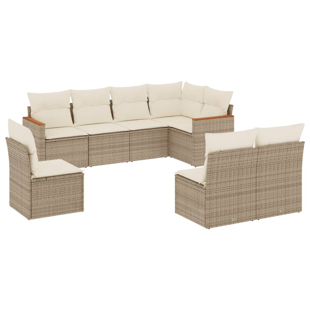 8-Delige Loungeset Met Kussens Poly Rattan Beige