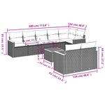 9-Delige Loungeset Met Kussens Poly Rattan Grijs