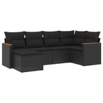 6-Delige Loungeset Met Kussens Poly Rattan Zwart