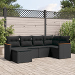 6-Delige Loungeset Met Kussens Poly Rattan Zwart