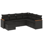 7-Delige Loungeset Met Kussens Poly Rattan Zwart