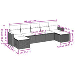 7-Delige Loungeset Met Kussens Poly Rattan Grijs