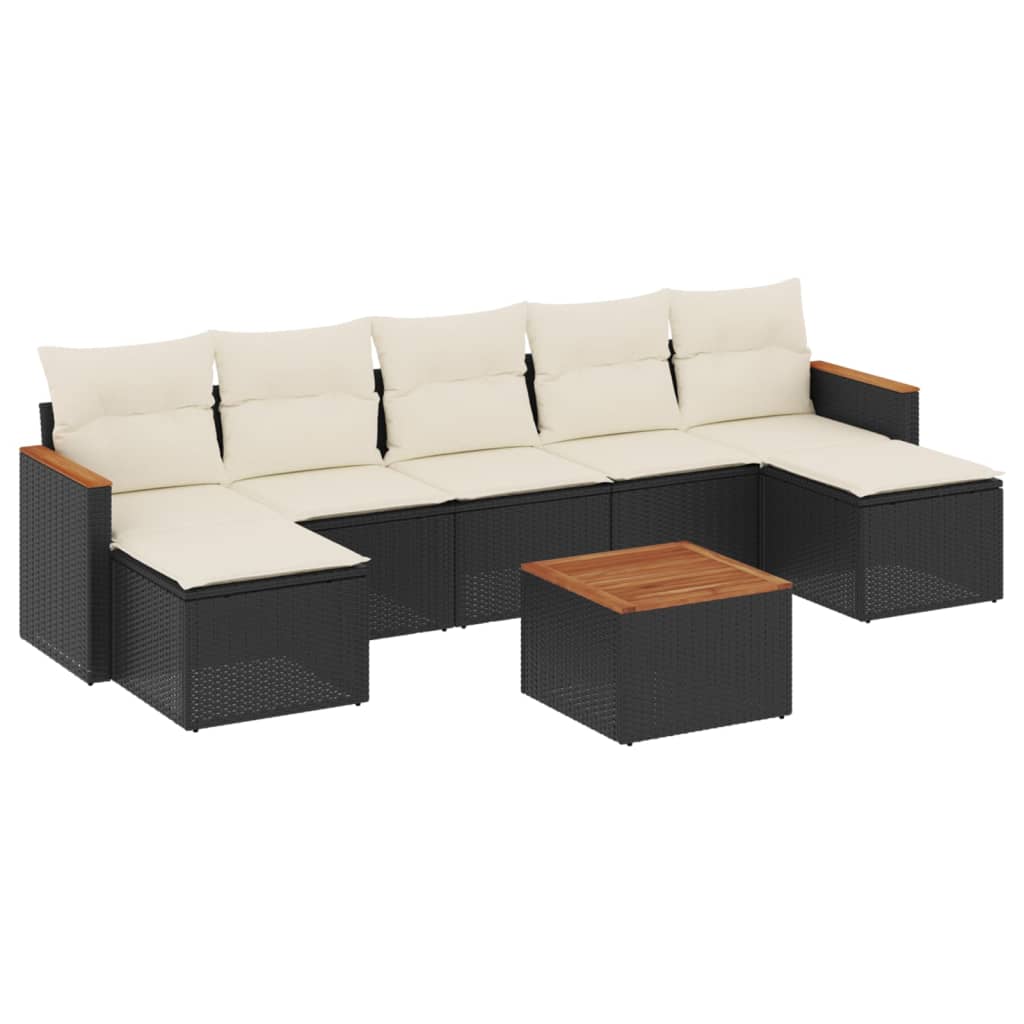 8-Delige Loungeset Met Kussens Poly Rattan Zwart
