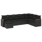 8-Delige Loungeset Met Kussens Poly Rattan Zwart
