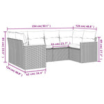 6-Delige Loungeset Met Kussens Poly Rattan Grijs