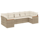 7-Delige Loungeset Met Kussens Poly Rattan Beige