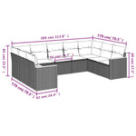 9-Delige Loungeset Met Kussens Poly Rattan Grijs