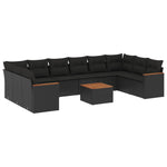 11-Delige Loungeset Met Kussens Poly Rattan Zwart