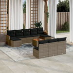 11-Delige Loungeset Met Kussens Poly Rattan Grijs