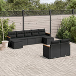 9-Delige Loungeset Met Kussens Poly Rattan Zwart