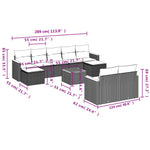 10-Delige Loungeset Met Kussens Poly Rattan Grijs