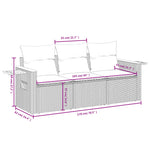 3-Delige Loungeset Met Kussens Poly Rattan Beige